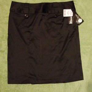 NWT black satin like skirt